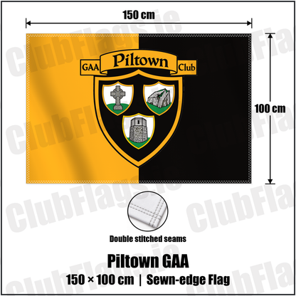 Piltown GAA 100cm x 150cm Flag (sewn on the edges) with the verified club crest and colours, Kilkenny GAA - ClubFlags.ie