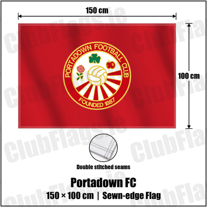 Portadown FC 100cm x 150cm Flag (sewn on the edges) with the club crest and colours, Armagh Football - ClubFlags.ie