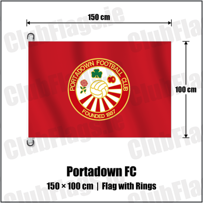 Portadown FC 150cm x 100cm Flag Pole Flag with Rings with the club crest and colours, Armagh Football - ClubFlags.ie