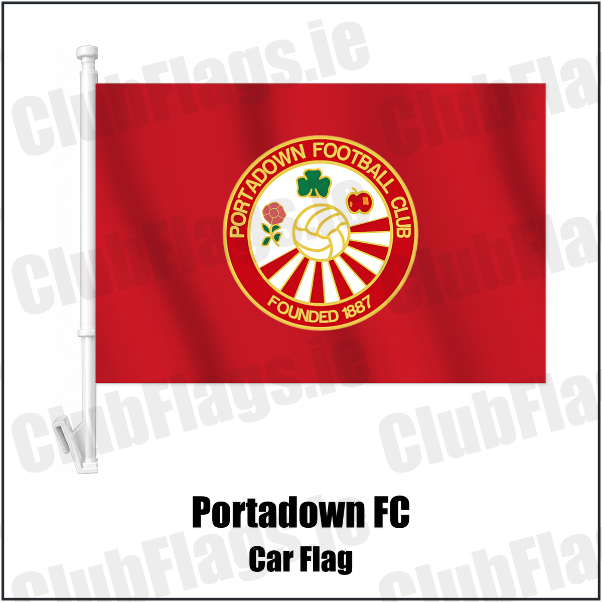 Portadown FC Car Flag with the club crest and colours, Armagh Football - ClubFlags.ie