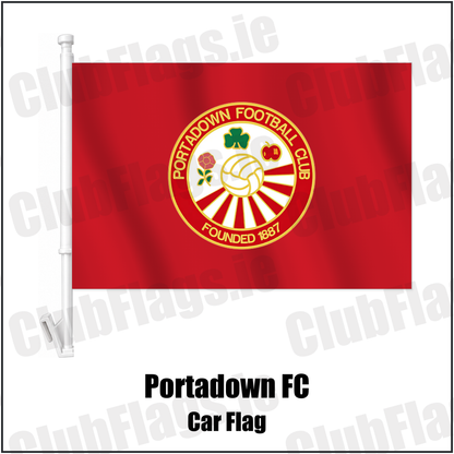 Portadown FC Car Flag with the club crest and colours, Armagh Football - ClubFlags.ie