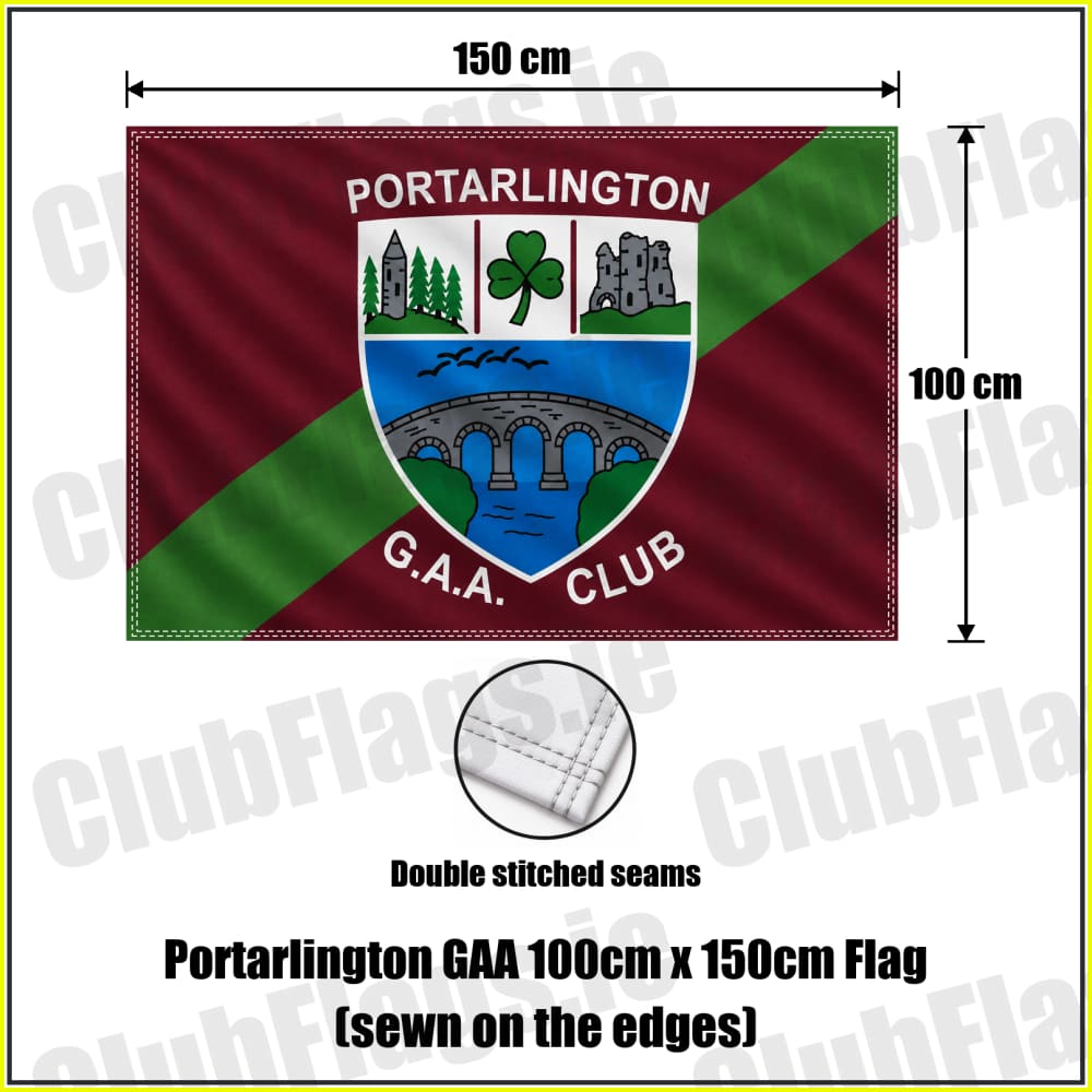 Portarlington GAA 100cm x 150cm Flag (sewn on the edges) - ClubFlags.ie
