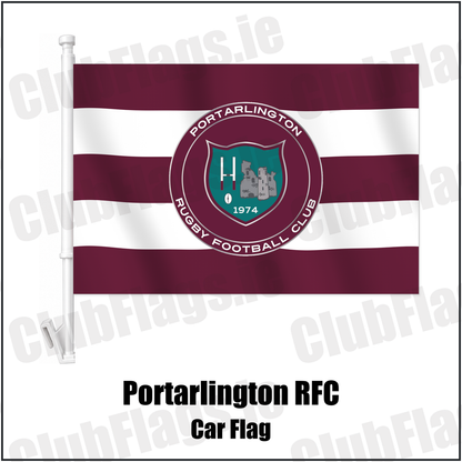 Portarlington RFC Car Flag with the club crest and colours, Laois Rugby - ClubFlags.ie