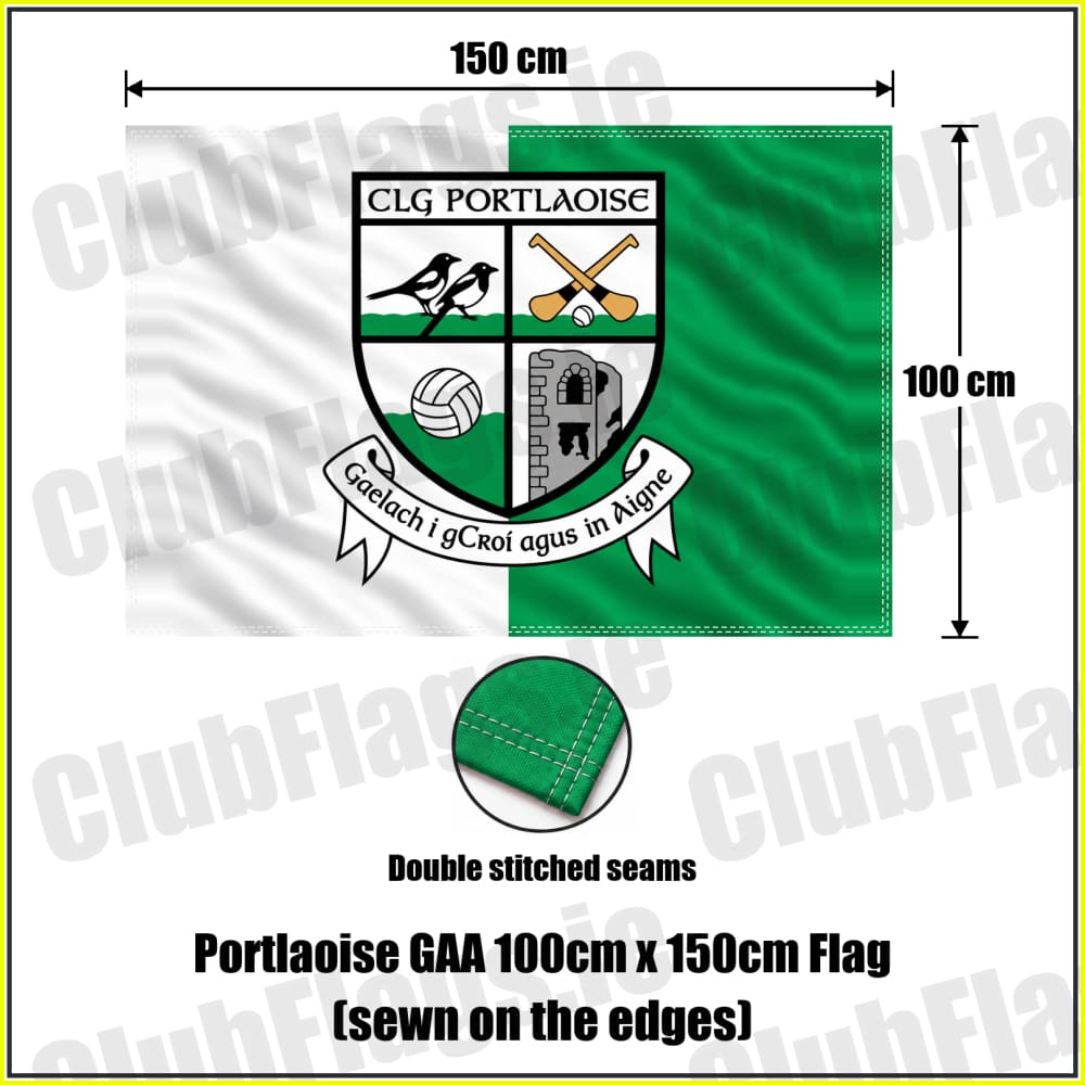 Portlaoise GAA 100cm x 150cm Flag (sewn on the edges) - ClubFlags.ie