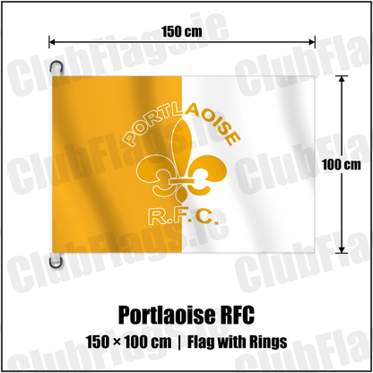 Portlaoise RFC 150cm x 100cm Flag Pole Flag with Rings with the verified club crest and colours, Laois Rugby - ClubFlags.ie