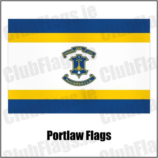 Portlaw Flags with the club crest and colours, Waterford GAA - ClubFlags.ie