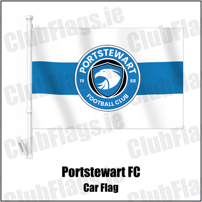 Portstewart FC Car Flag with the club crest and colours, Derry Football - ClubFlags.ie