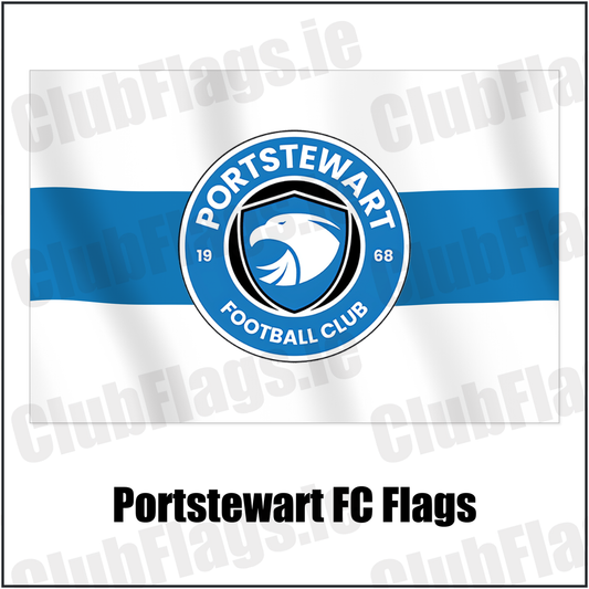 Portstewart FC Flags with the club crest and colours, Derry Football - ClubFlags.ie
