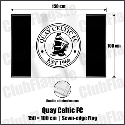 Quay Celtic FC 100cm x 150cm Flag (sewn on the edges) with the club crest and colours, Louth Football - ClubFlags.ie