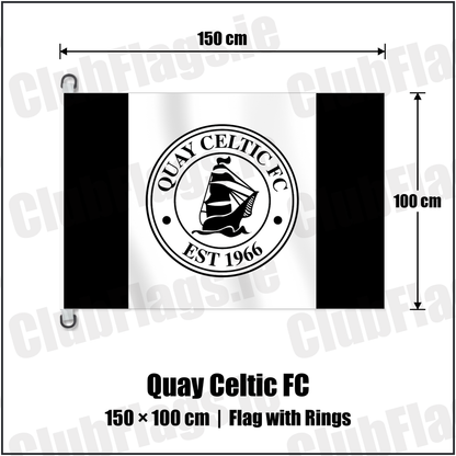 Quay Celtic FC 150cm x 100cm Flag Pole Flag with Rings with the club crest and colours, Louth Football - ClubFlags.ie