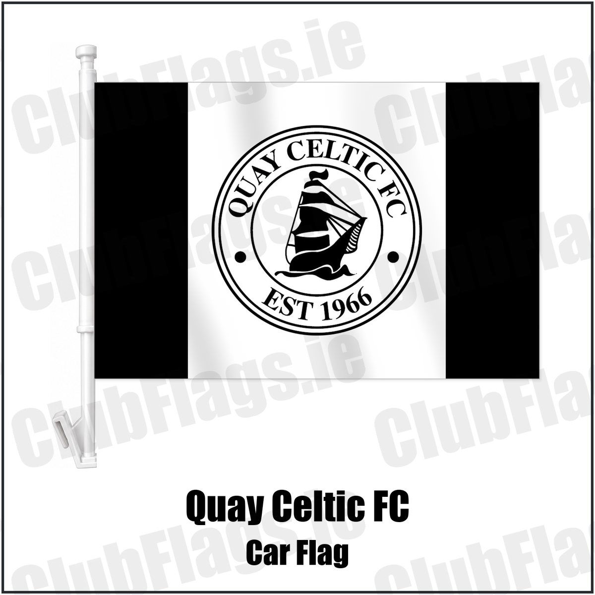 Quay Celtic FC Car Flag with the club crest and colours, Louth Football - ClubFlags.ie
