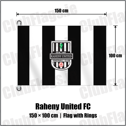 Raheny United FC 150cm x 100cm Flag Pole Flag with Rings with the club crest and colours, Dublin Football - ClubFlags.ie