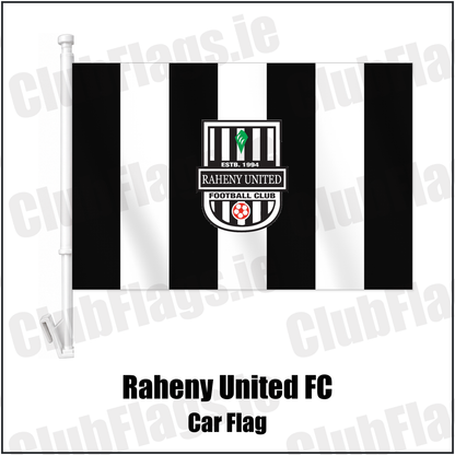 Raheny United FC Car Flag with the club crest and colours, Dublin Football - ClubFlags.ie