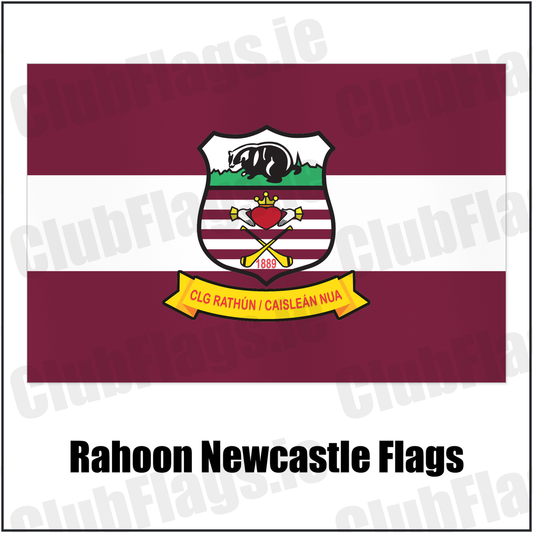 Rahoon Newcastle Flags with the club crest and colours, Galway GAA - ClubFlags.ie