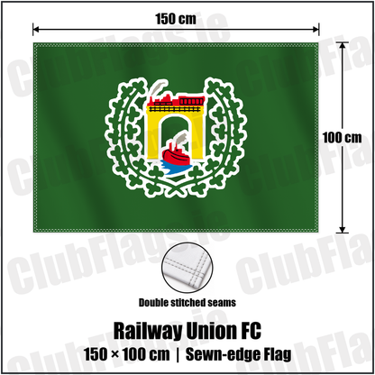 Railway Union FC 100cm x 150cm Flag (sewn on the edges) with the club crest and colours, Dublin Football - ClubFlags.ie
