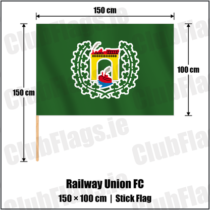 Railway Union FC 100cm x 150cm Stick Flag with the club crest and colours, Dublin Football - ClubFlags.ie