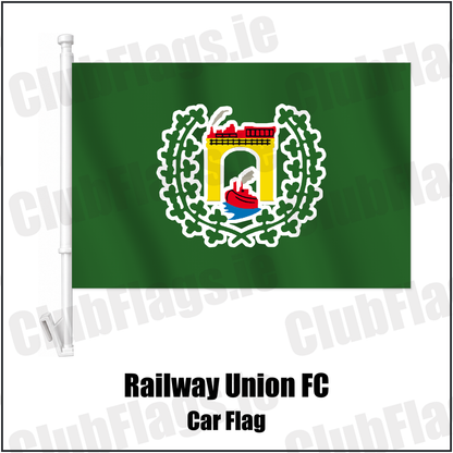 Railway Union FC Car Flag with the club crest and colours, Dublin Football - ClubFlags.ie