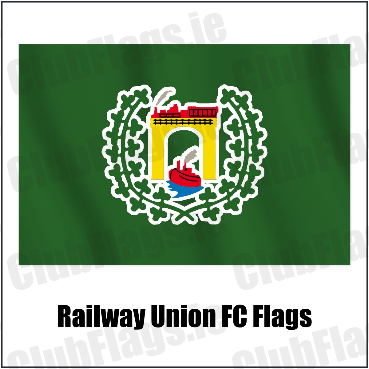 Railway Union FC Flags with the club crest and colours, Dublin Football - ClubFlags.ie