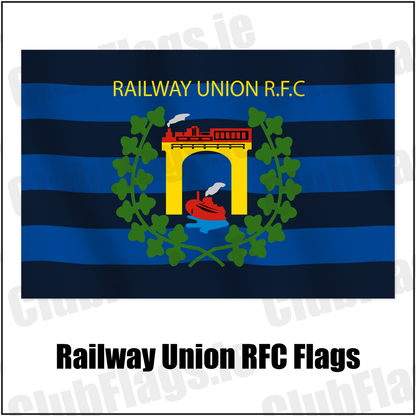 Railway Union RFC Flags with the club crest and colours, Dublin Rugby - ClubFlags.ie