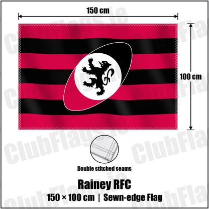 Rainey RFC 100cm x 150cm Flag (sewn on the edges) with the club crest and colours, Derry Rugby - ClubFlags.ie