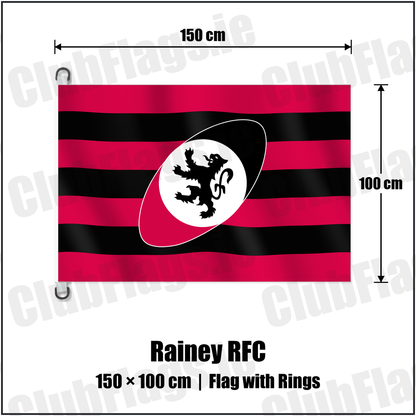 Rainey RFC 150cm x 100cm Flag Pole Flag with Rings with the club crest and colours, Derry Rugby - ClubFlags.ie