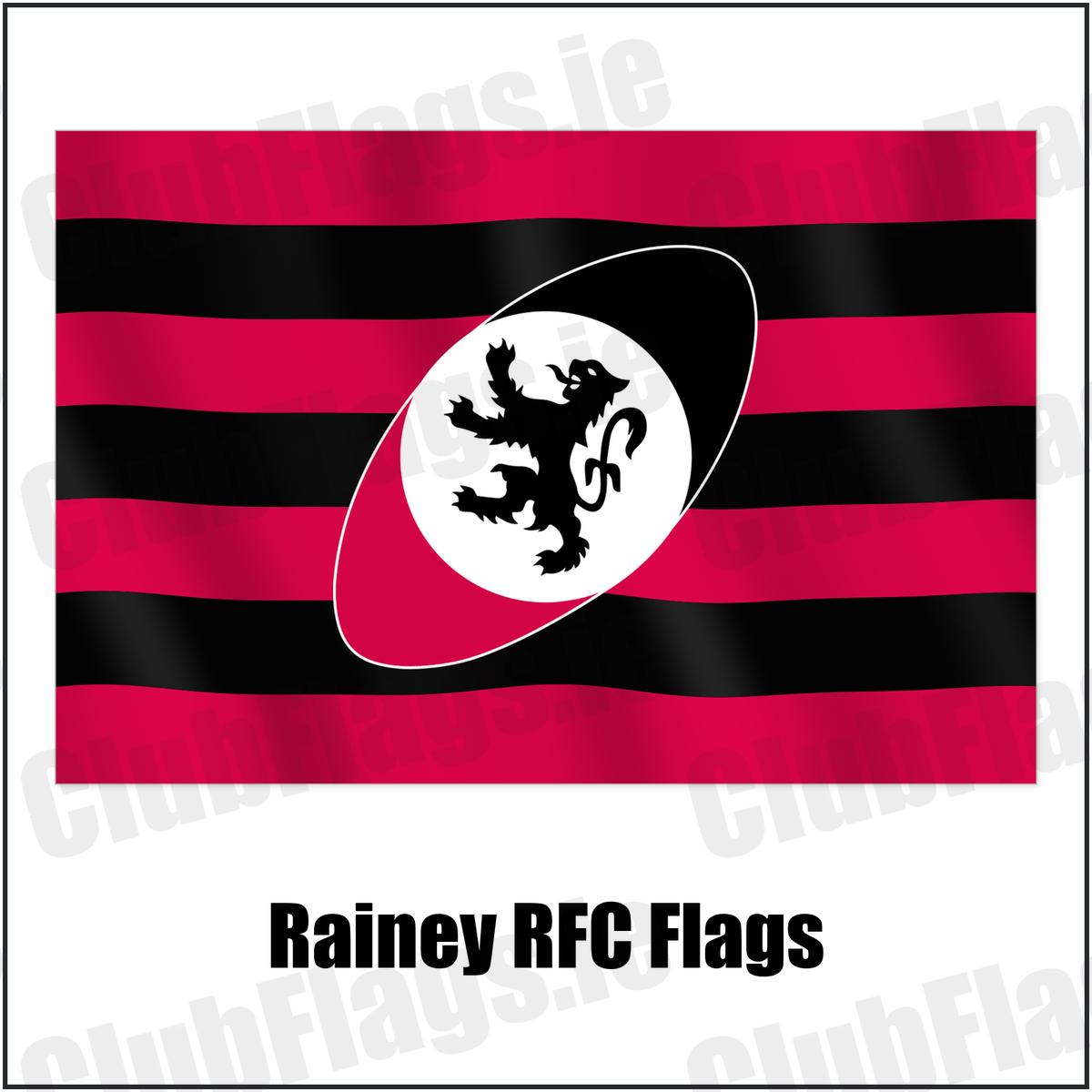 Rainey RFC Flags with the club crest and colours, Derry Rugby - ClubFlags.ie