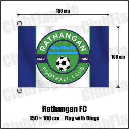 Rathangan FC 150cm x 100cm Flag Pole Flag with Rings with the club crest and colours, Kildare Football - ClubFlags.ie