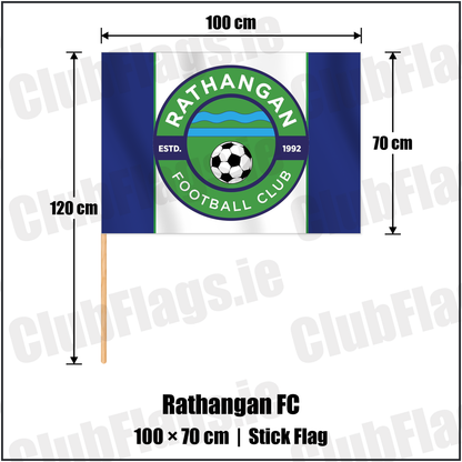 Rathangan FC 70cm x 100cm Stick Flag with the club crest and colours, Kildare Football - ClubFlags.ie