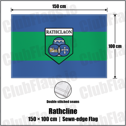 Rathcline 100cm x 150cm Flag (sewn on the edges) with the club crest and colours, Longford GAA - ClubFlags.ie