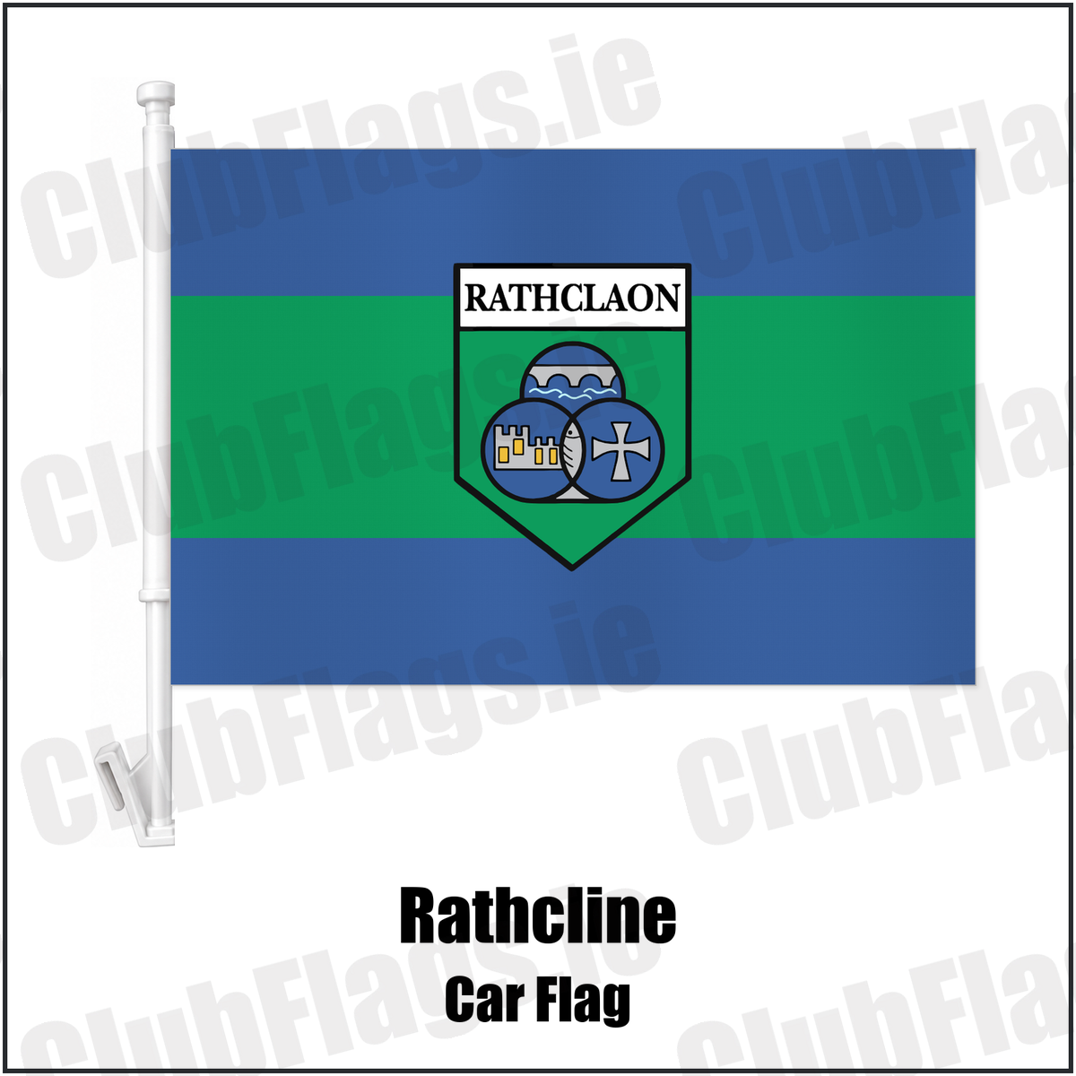 Rathcline Car Flag with the club crest and colours, Longford GAA - ClubFlags.ie