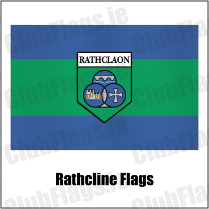 Rathcline Flags with the club crest and colours, Longford GAA - ClubFlags.ie