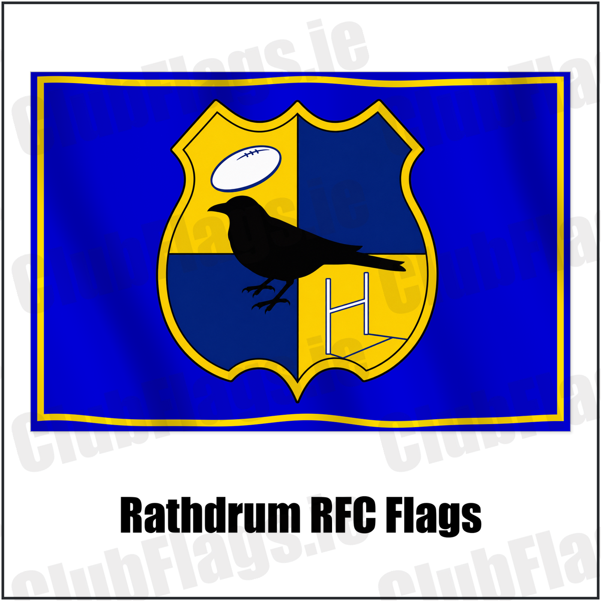 Rathdrum RFC Flags with the club crest and colours, Wicklow Rugby - ClubFlags.ie