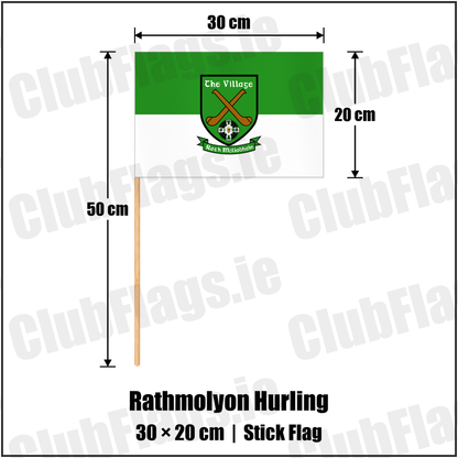 Rathmolyon Hurling 20cm x 30cm Stick Flag with the club crest and colours, Meath GAA - ClubFlags.ie