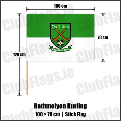 Rathmolyon Hurling 70cm x 100cm Stick Flag with the club crest and colours, Meath GAA - ClubFlags.ie
