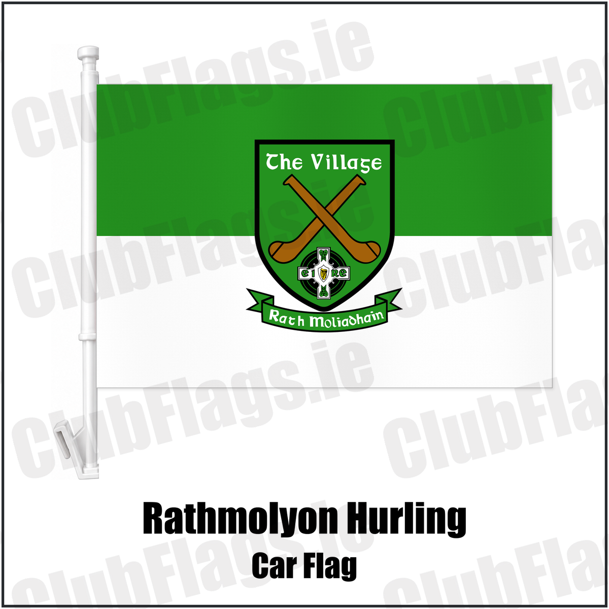 Rathmolyon Hurling Car Flag with the club crest and colours, Meath GAA - ClubFlags.ie
