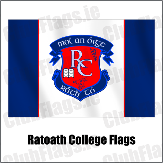Ratoath College Flags with the club crest and colours, Meath GAA - ClubFlags.ie