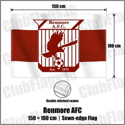 Renmore AFC 100cm x 150cm Flag (sewn on the edges) with the verified club crest and colours, Galway Football - ClubFlags.ie
