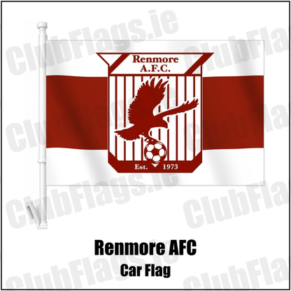 Renmore AFC Car Flag with the verified club crest and colours, Galway Football - ClubFlags.ie