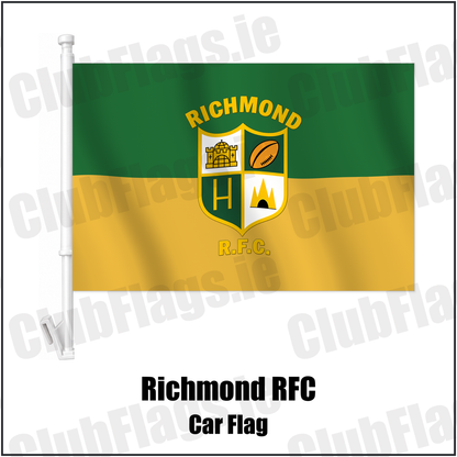 Richmond RFC Car Flag with the verified club crest and colours, Limerick Rugby - ClubFlags.ie