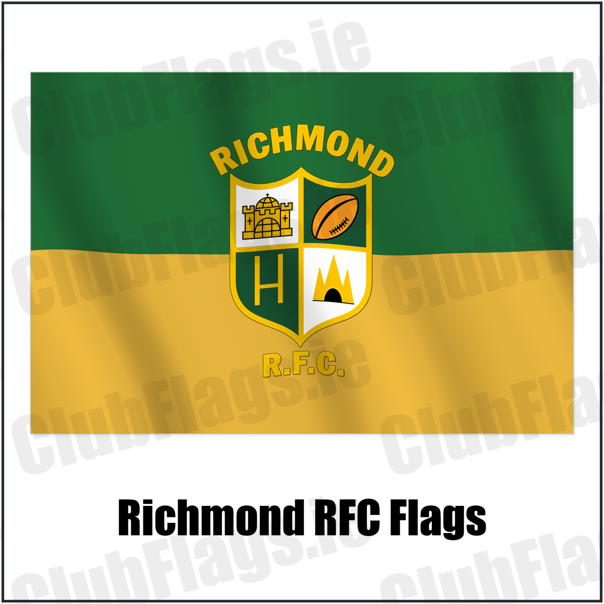 Richmond RFC Flags with the verified club crest and colours, Limerick Rugby - ClubFlags.ie