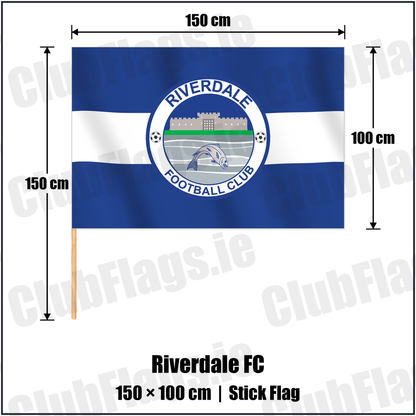 Riverdale FC 100cm x 150cm Stick Flag with the club crest and colours, Tyrone Football - ClubFlags.ie