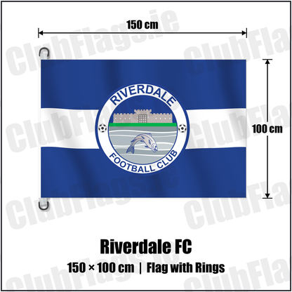 Riverdale FC 150cm x 100cm Flag Pole Flag with Rings with the club crest and colours, Tyrone Football - ClubFlags.ie
