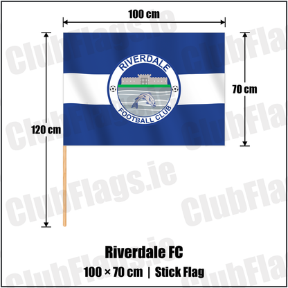 Riverdale FC 70cm x 100cm Stick Flag with the club crest and colours, Tyrone Football - ClubFlags.ie