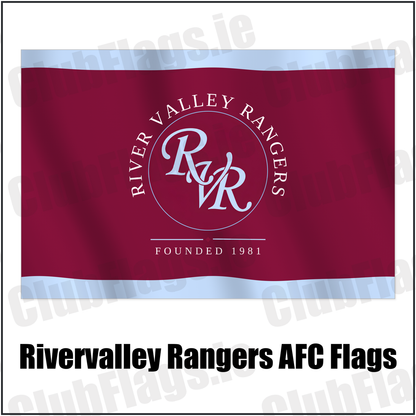 Rivervalley Rangers AFC Flags with the club crest and colours, Dublin Football - ClubFlags.ie