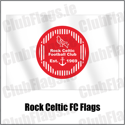 Rock Celtic FC Flags with the club crest and colours, Louth Football - ClubFlags.ie