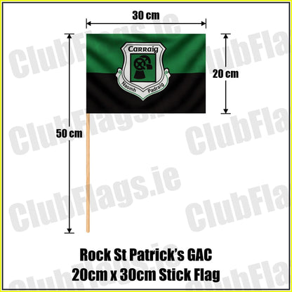 Rock St Patrick’s GAC 20cm x 30cm Stick Flag - ClubFlags.ie