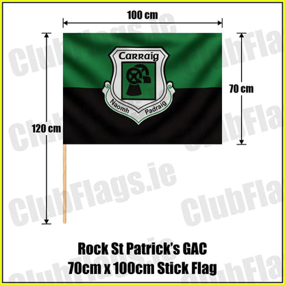 Rock St Patrick’s GAC 70cm x 100cm Stick Flag - ClubFlags.ie