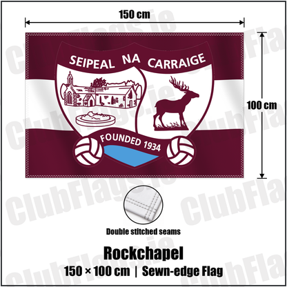Rockchapel 100cm x 150cm Flag (sewn on the edges) with the verified club crest and colours, Cork GAA - ClubFlags.ie