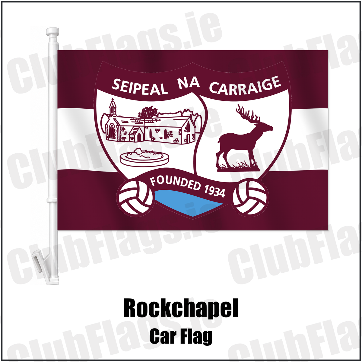 Rockchapel Car Flag with the verified club crest and colours, Cork GAA - ClubFlags.ie