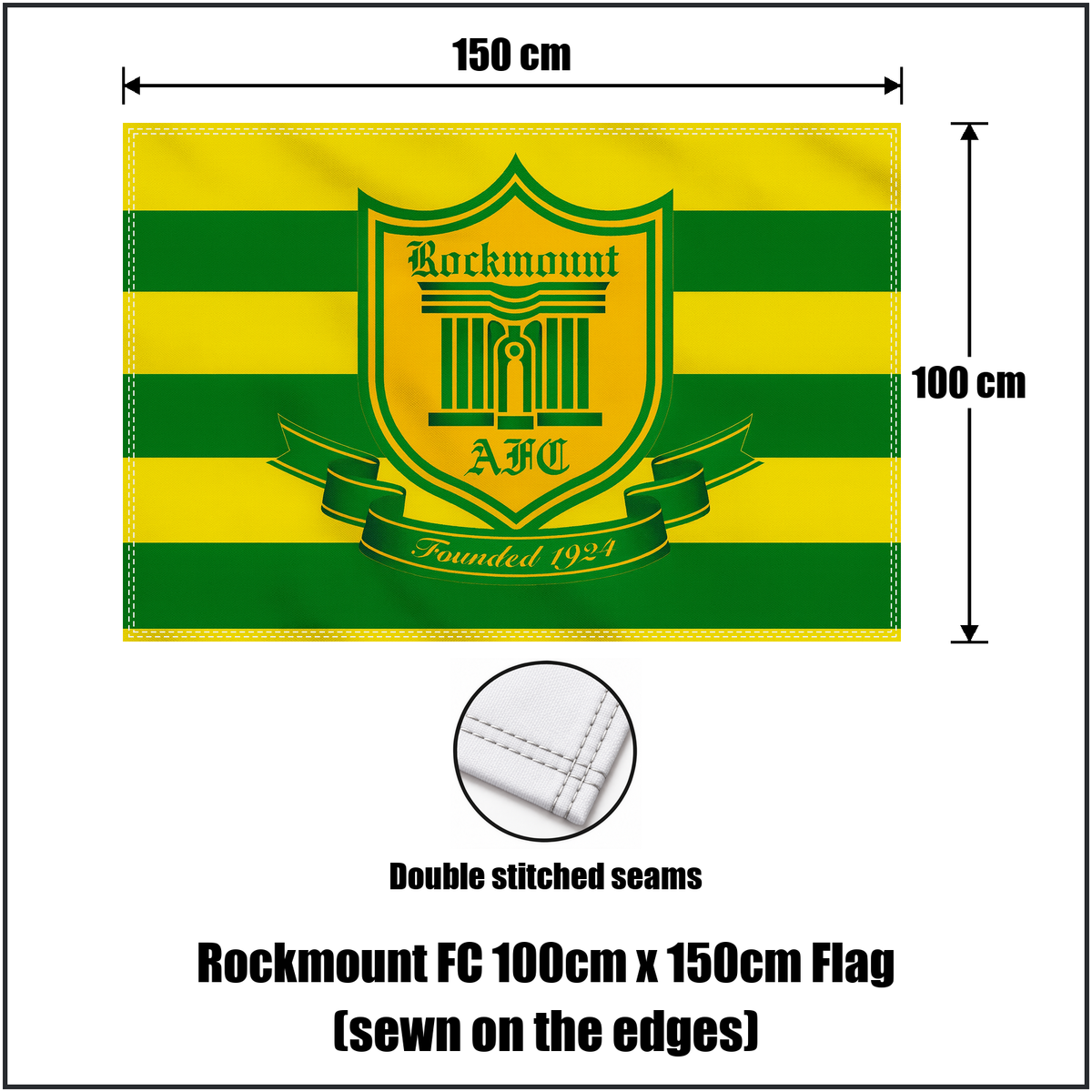 Rockmount FC 100cm x 150cm Flag (sewn on the edges) - ClubFlags.ie
